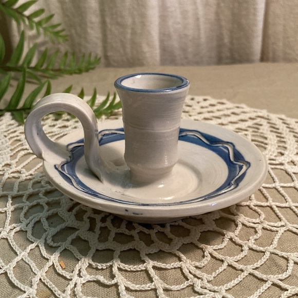 Vintage Handmade Pottery Candlestick Holder - Picture 5 of 14